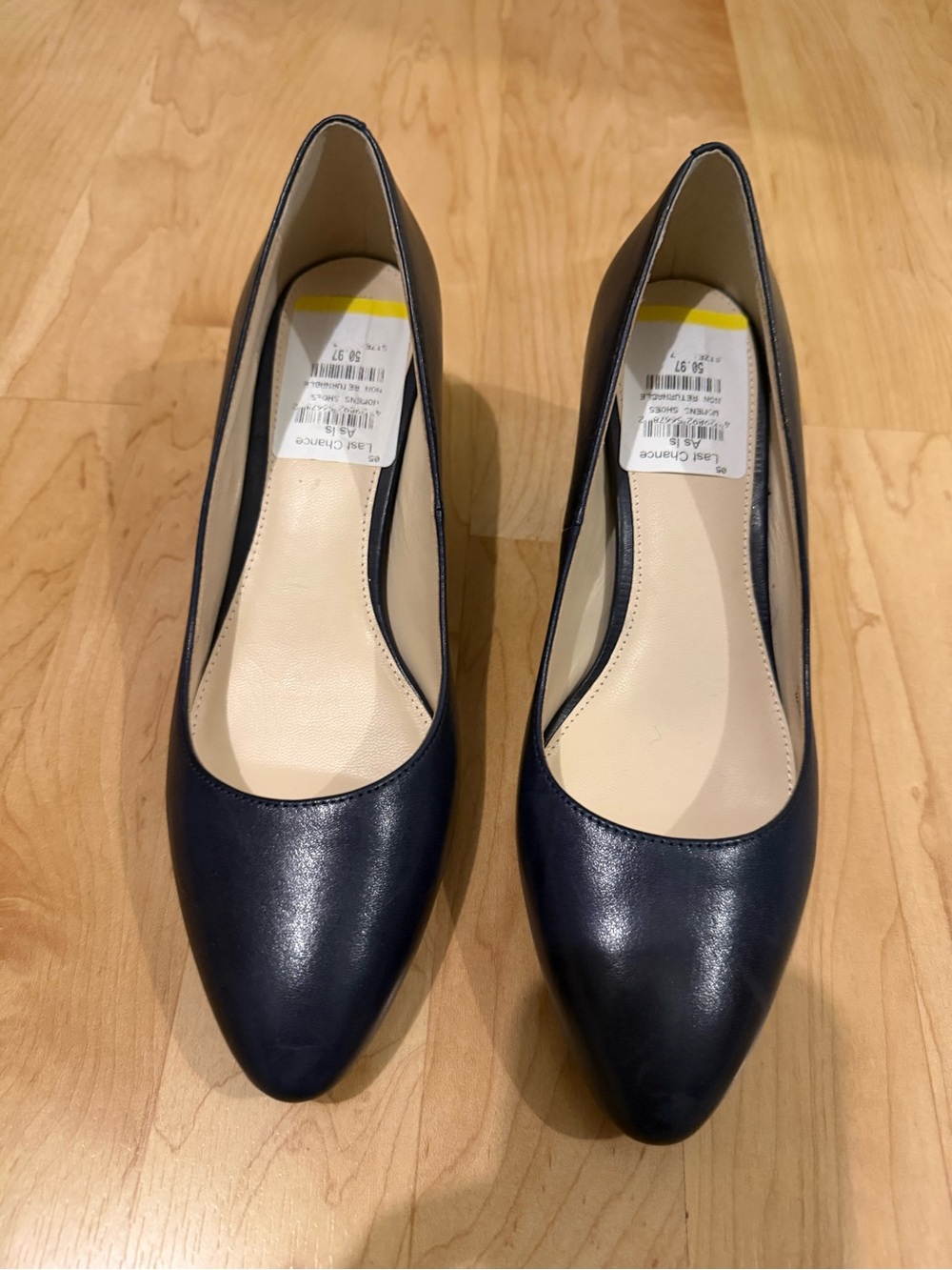 Cole Haan Navy Leather Pointed-Toe Pumps Size 7